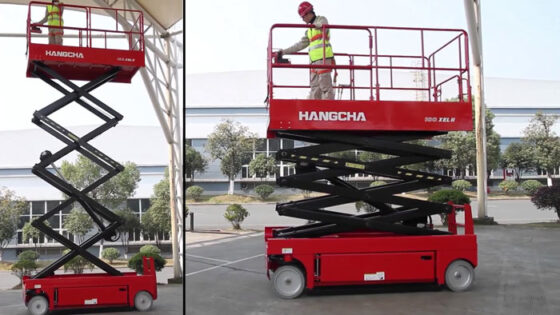 xe nâng người làm việc trên cao
